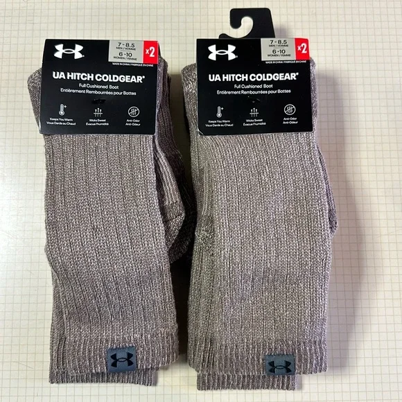 🥷🏿🥷🏿🥷🏿BUNDLE 4 PAIR Unisex UA Hitch Coldgear Full Cushioned Boot Socks - Picture 1 of 4